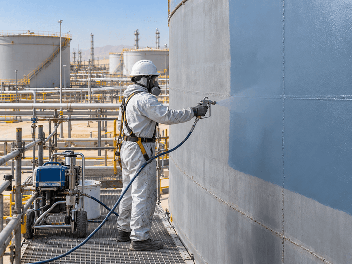 Protective industrial coating being applied