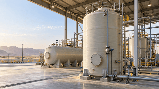 Engineered FRP/GRP storage tanks at a Saudi industrial facility