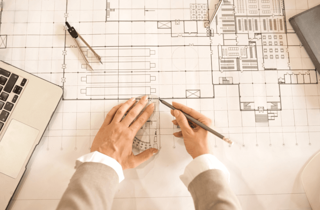 As-built survey drawings produced from a 3D scan of an existing facility