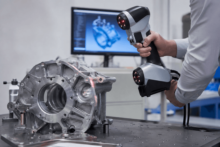Industrial component scanned and rebuilt as an editable CAD model